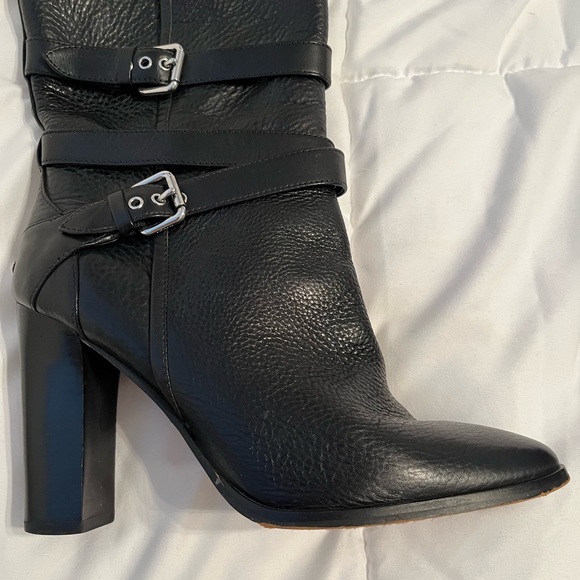 COACH ALEXANDRA BLACK LEATHER MID-CALF BOOT-BUCKLE 9 - Picture 8 of 12
